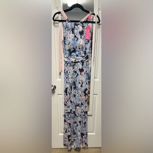 Lilly Pulitzer Martina Maxi Dress NWT Pink and Blue Floral Dress